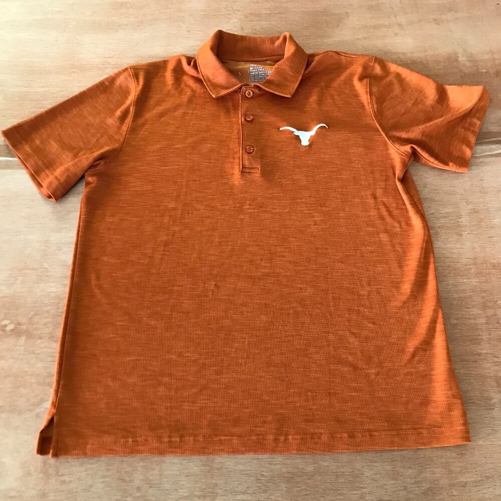 Longhorn Performance Polo Shirt Men L Orange Short Sleeve Athleisure Sports